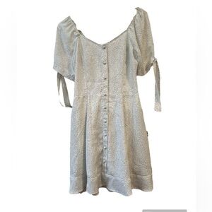 Sienna Sky Polka Dot Button Down Short Sleeve Dress with Ties -Size S NWT